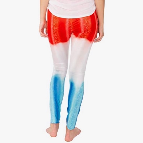 Faux Real - Red White Blue Ombre Gradient Tie Dye America Leggings - size XL - Picture 2 of 9